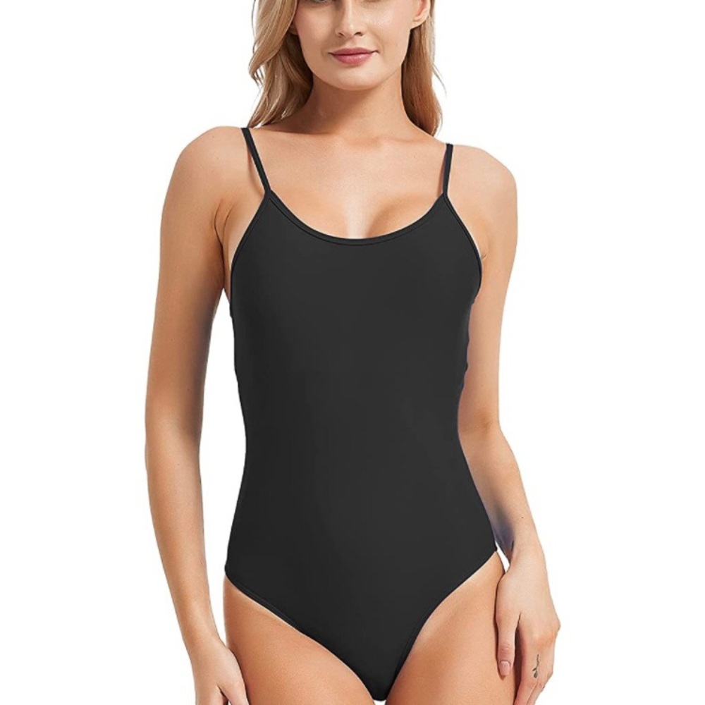 One Piece Swimsuit- Black , Medium